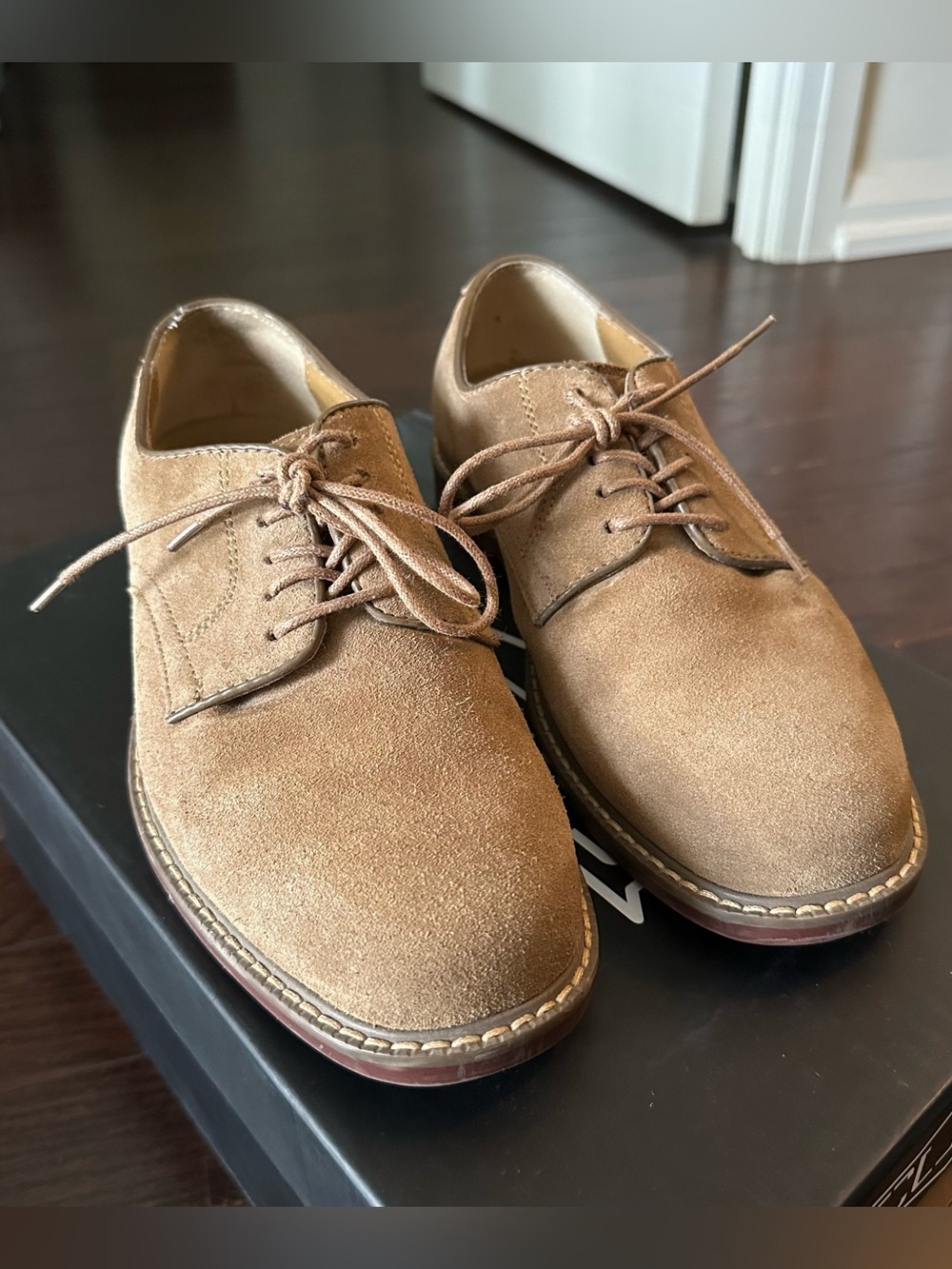 G.H. BASS BROCKTON MEN'S SUEDE TAN OXFORD SHOES SIZE 8D